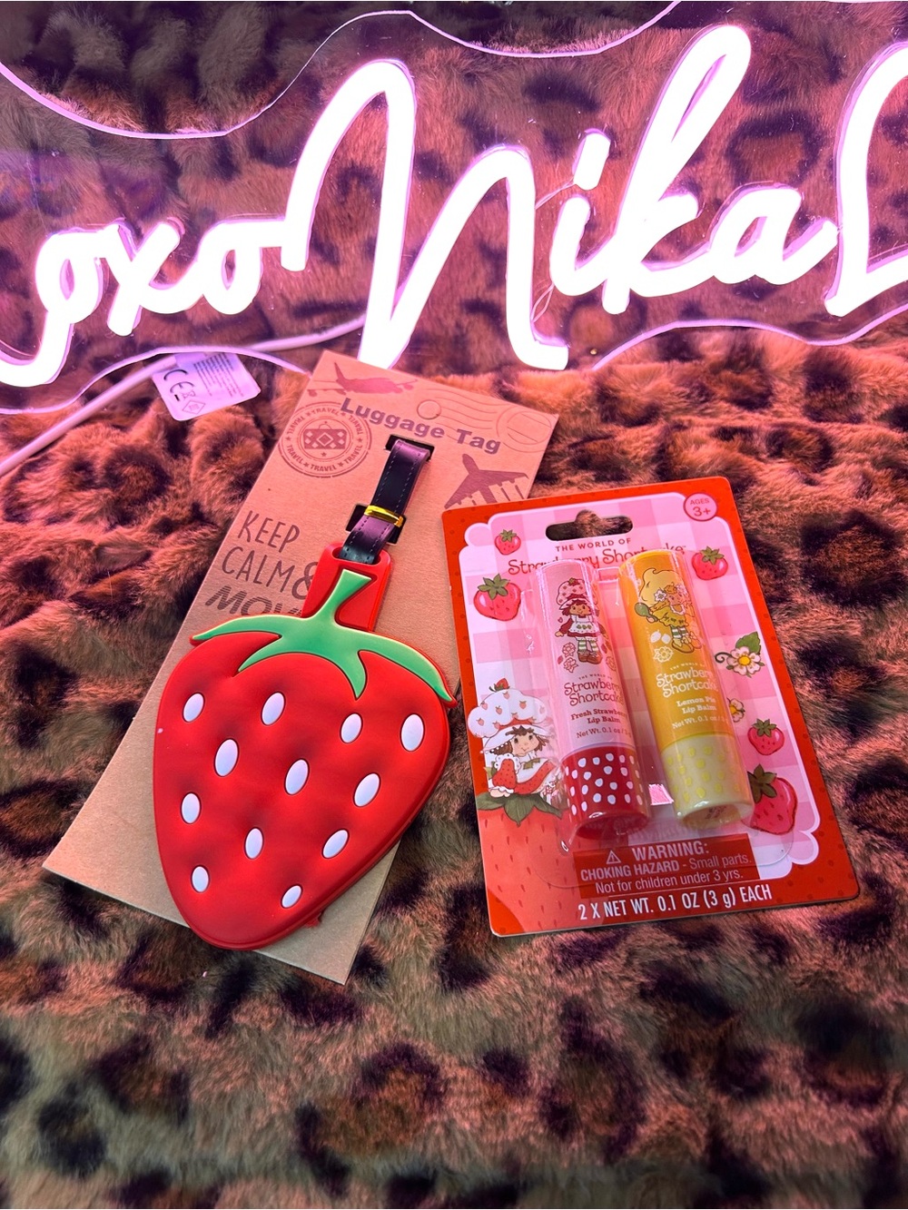 🍓 Strawberry Luggage Tag & Lip Balm Duo Bundle 🍓
